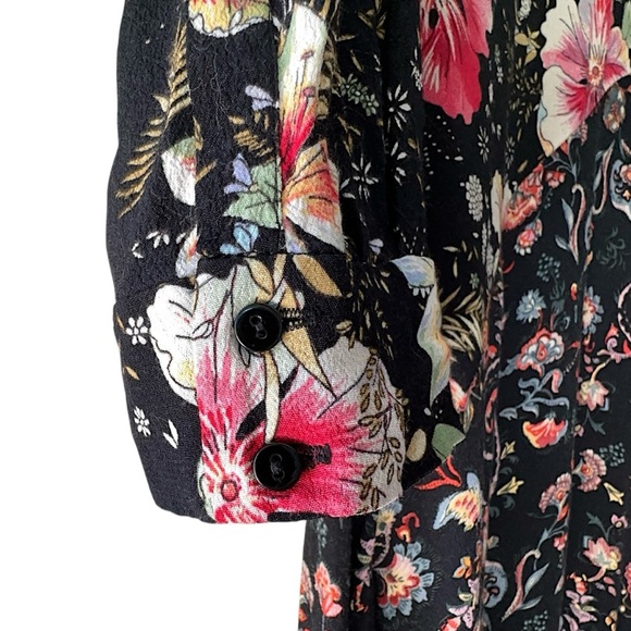 ZARA | NWOT PATCHWORK FLORAL PAISLEY BOHO MIDI DRESS ASYMMETRICAL HEM | MEDIUM - Picture 6 of 14